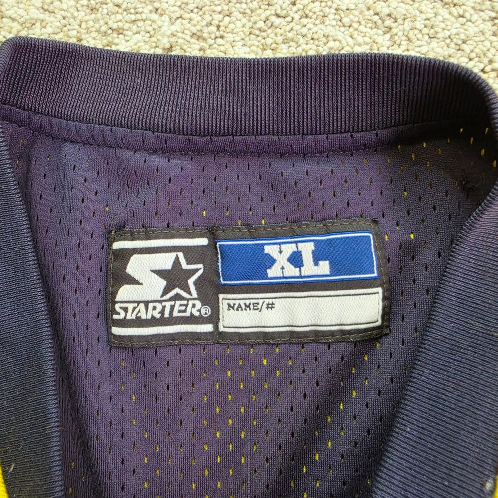 VINTAGE Starter Reversible Basketball Jersey Mens XL Navy Yellow Athletic Casual - Picture 7 of 12